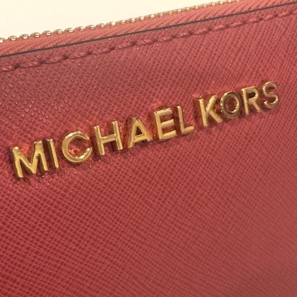 Michael Kors Jet Set Continental Wallet Clutch Tulip Pink Zip Around - Picture 13 of 13